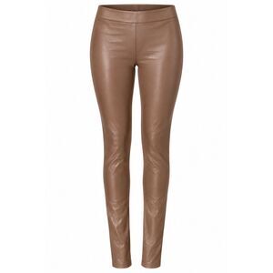 Naked Wardrobe V-ery Drippin Brown Faux Leather Leggings NWT
